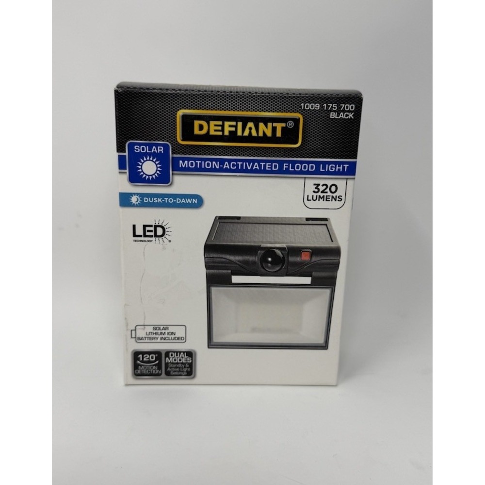 New Defiant Motion Activated Flood Light 1009175700 K40425 Black Sealed 320 Lume